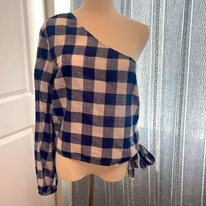 L'Academie Navy blue and White buffalo Plaid Shirt cotton M medium